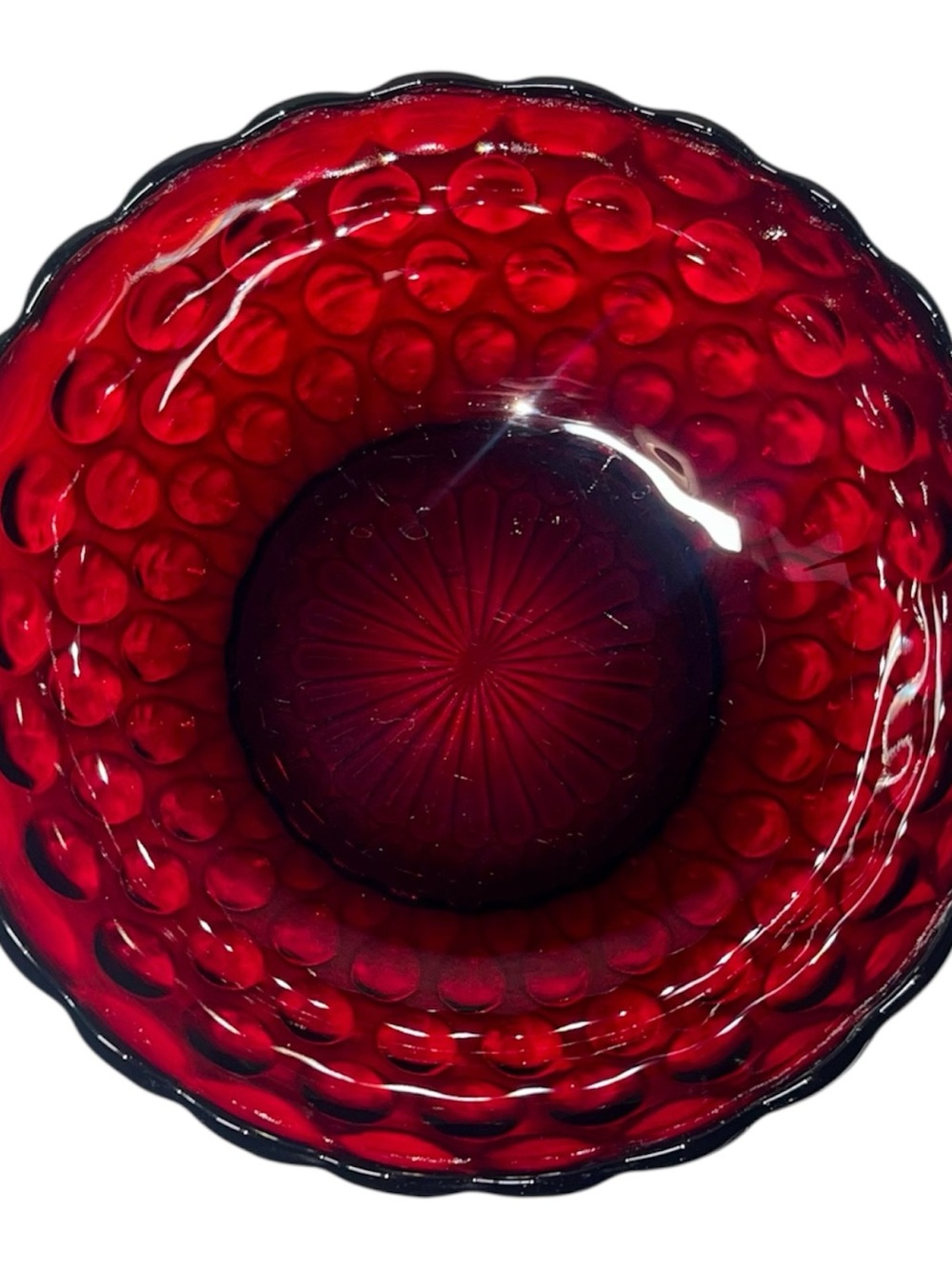 Vintage Anchor Hocking Bubble Royal Ruby 8” Fruit Bowl – Mid-Century Modern